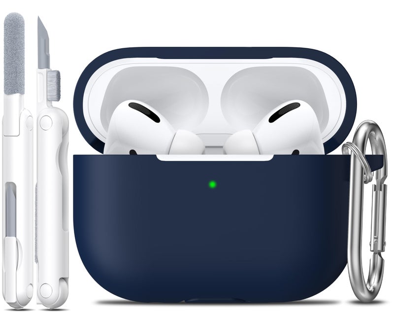 R-fun for AirPods Pro 2nd/1st Generation Case with Cleaner Kit,Soft Silicone Protective Case Cover for Apple AirPod Pro 2/1 for Women Men,AirPods Pro Case Accessories with Keychain,Midnight Blue - Image 1